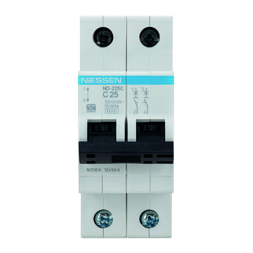 [ND-225C] INTERRUPTOR TERMOMAGNETICO DIN 2X25A CURVA C (10KA)