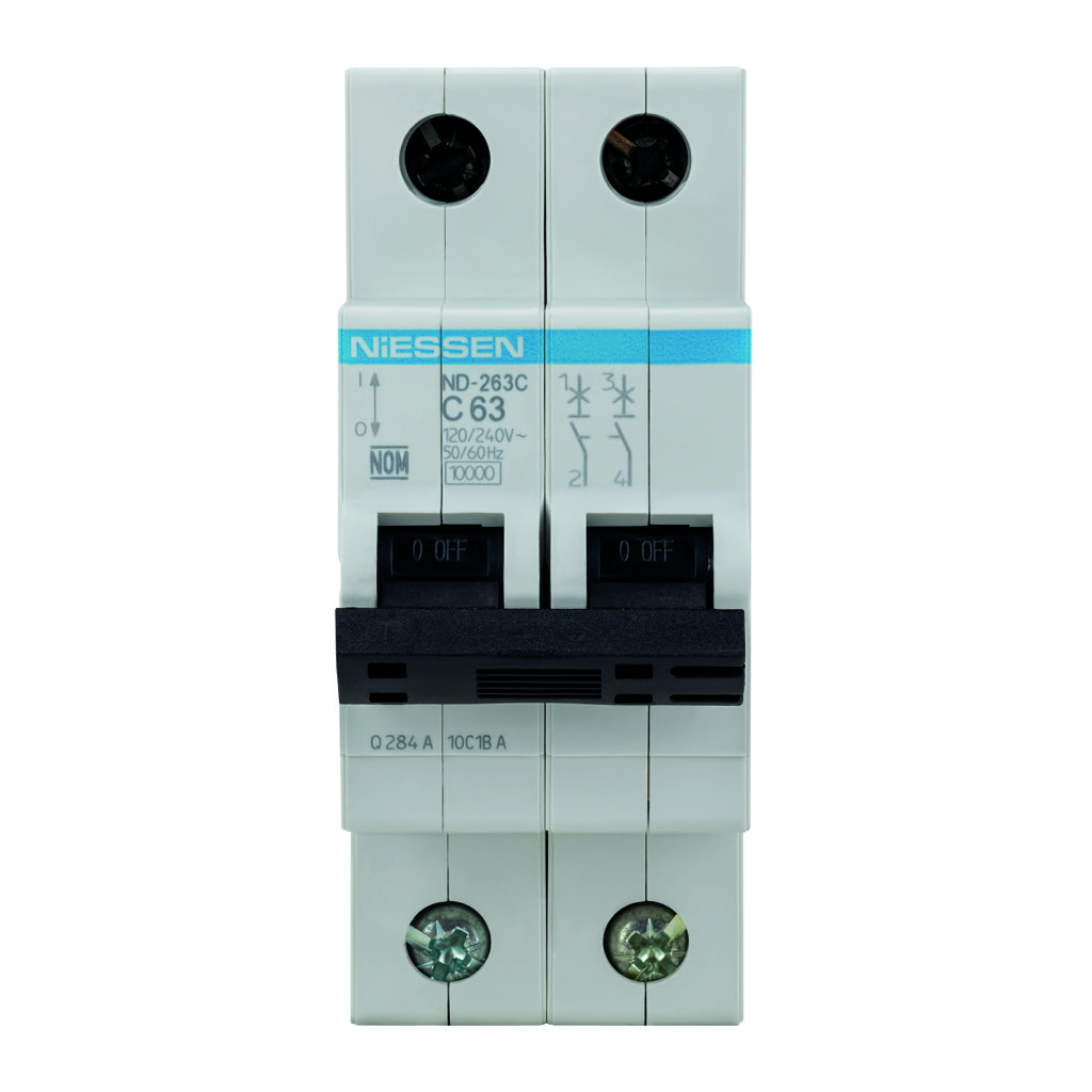 INTERRUPTOR TERMOMAGNETICO DIN 2X63A CURVA C (10KA)