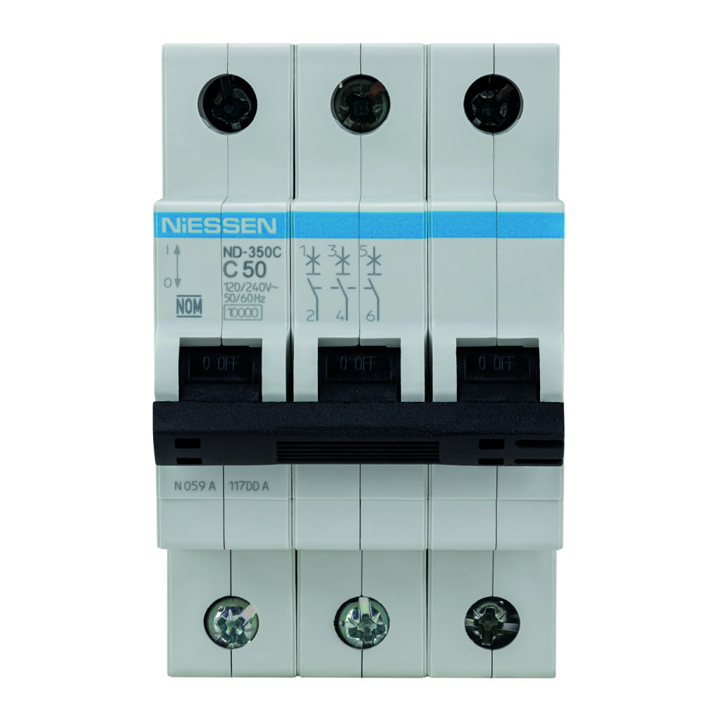[ND-350C] INTERRUPTOR TERMOMAGNETICO DIN 3X50A CURVA C (10KA)