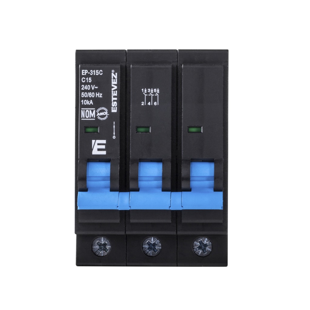 INTERRUPTOR TERMOMAGNETICO PLUG 3X15A CURVA C