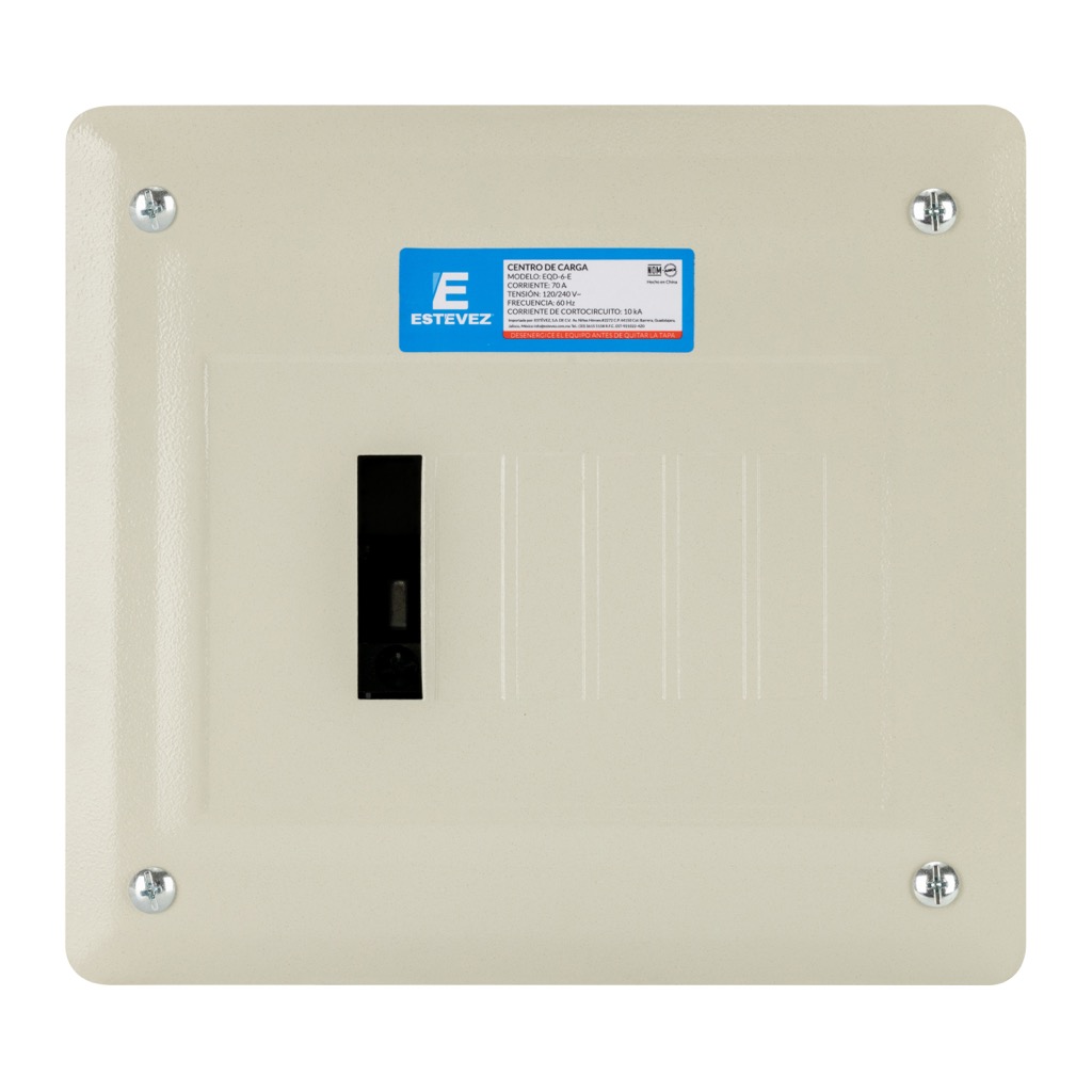 [EQD-6-E] CENTRO DE CARGA DE EMPOTRAR METALICO PLUG PARA 6 POLOS 1 FASE 70A