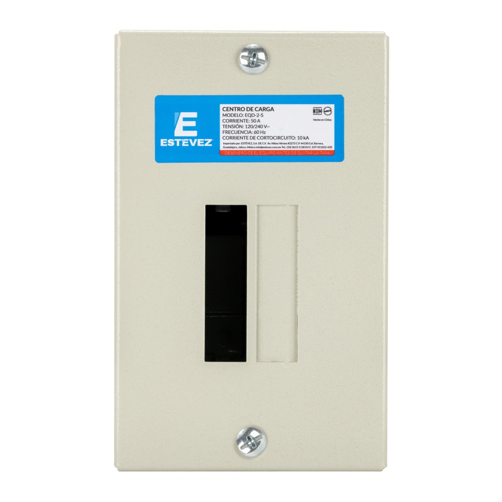 CENTRO DE CARGA DE SOBREPONER METALICO PLUG PARA 2 POLOS 1 FASE 50A