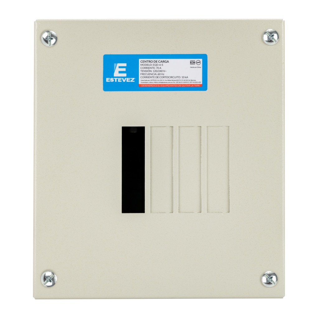 CENTRO DE CARGA DE SOBREPONER METALICO PLUG PARA 4 POLOS 1 FASE 70A