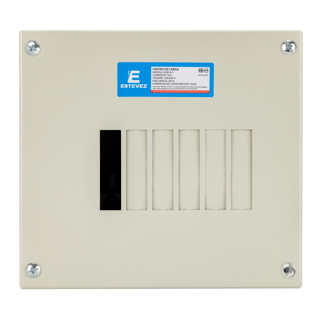 CENTRO DE CARGA DE SOBREPONER METALICO PLUG PARA 6 POLOS 1 FASE 100A