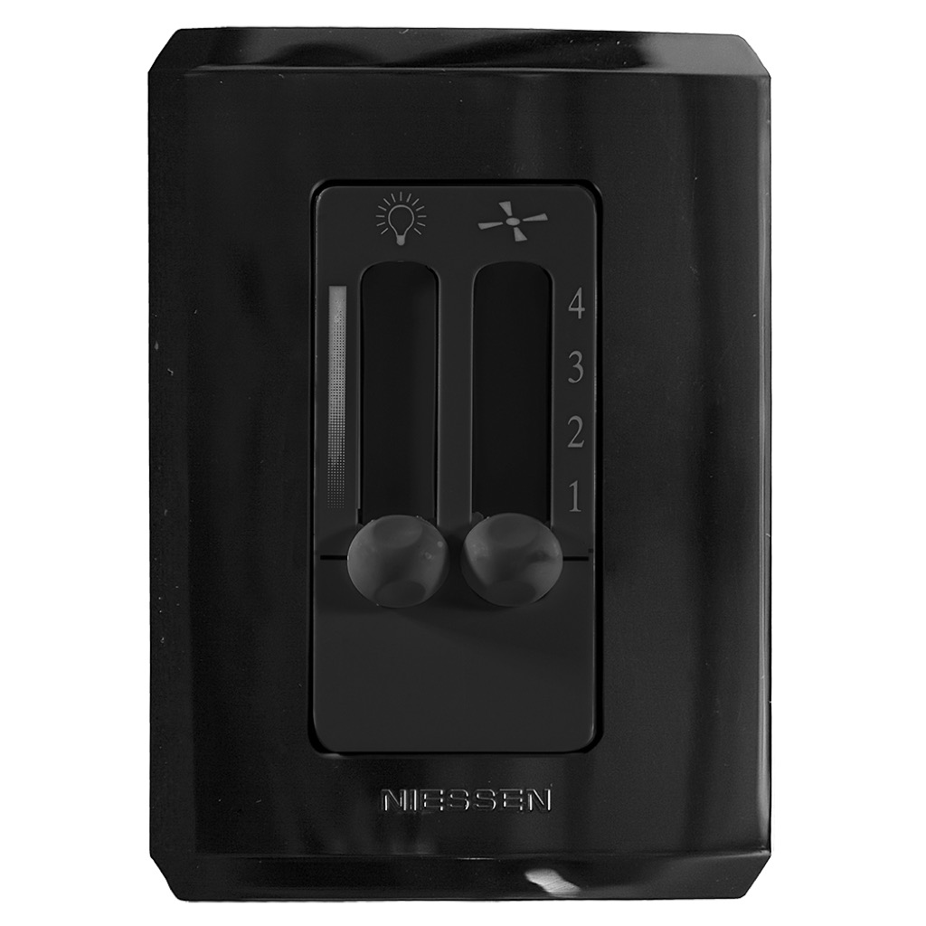 CONTROL DE VENTILADOR / LUZ DESLIZABLE C/ PLACA STEP NEGRO PIANO