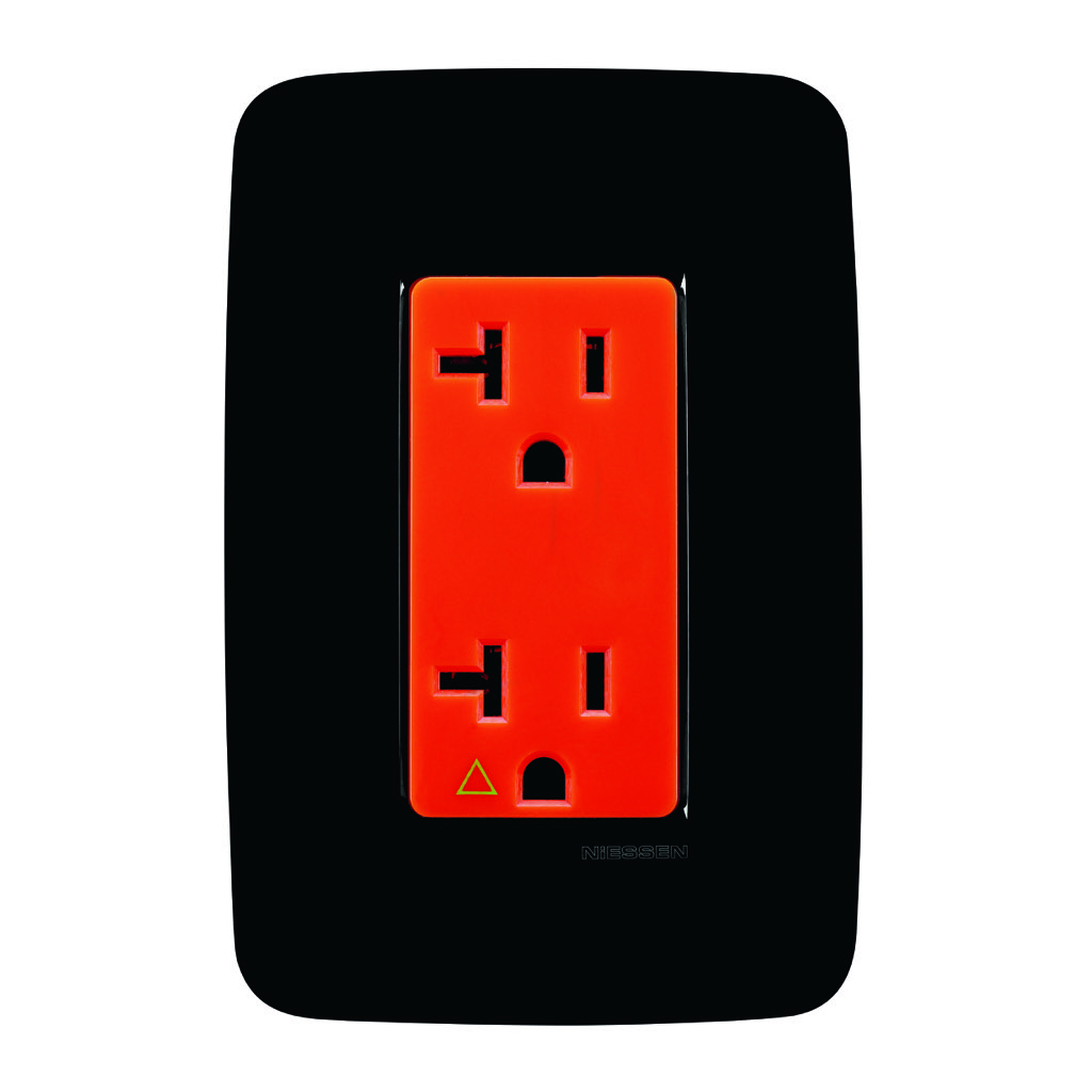 CONTACTO DUPLEX 2P + T TIERRA AISLADA (IG) C/ PLACA  NEGRA