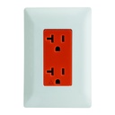 CONTACTO DUPLEX TIERRA AISLADA (IG) C/ PLACA  BLANCA MEC NARANJA