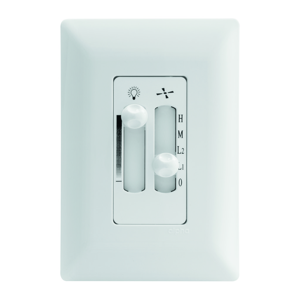 [E90332] CONTROL DE VENTILADOR / LUZ DESLIZABLE C/ PLACA  BLANCA