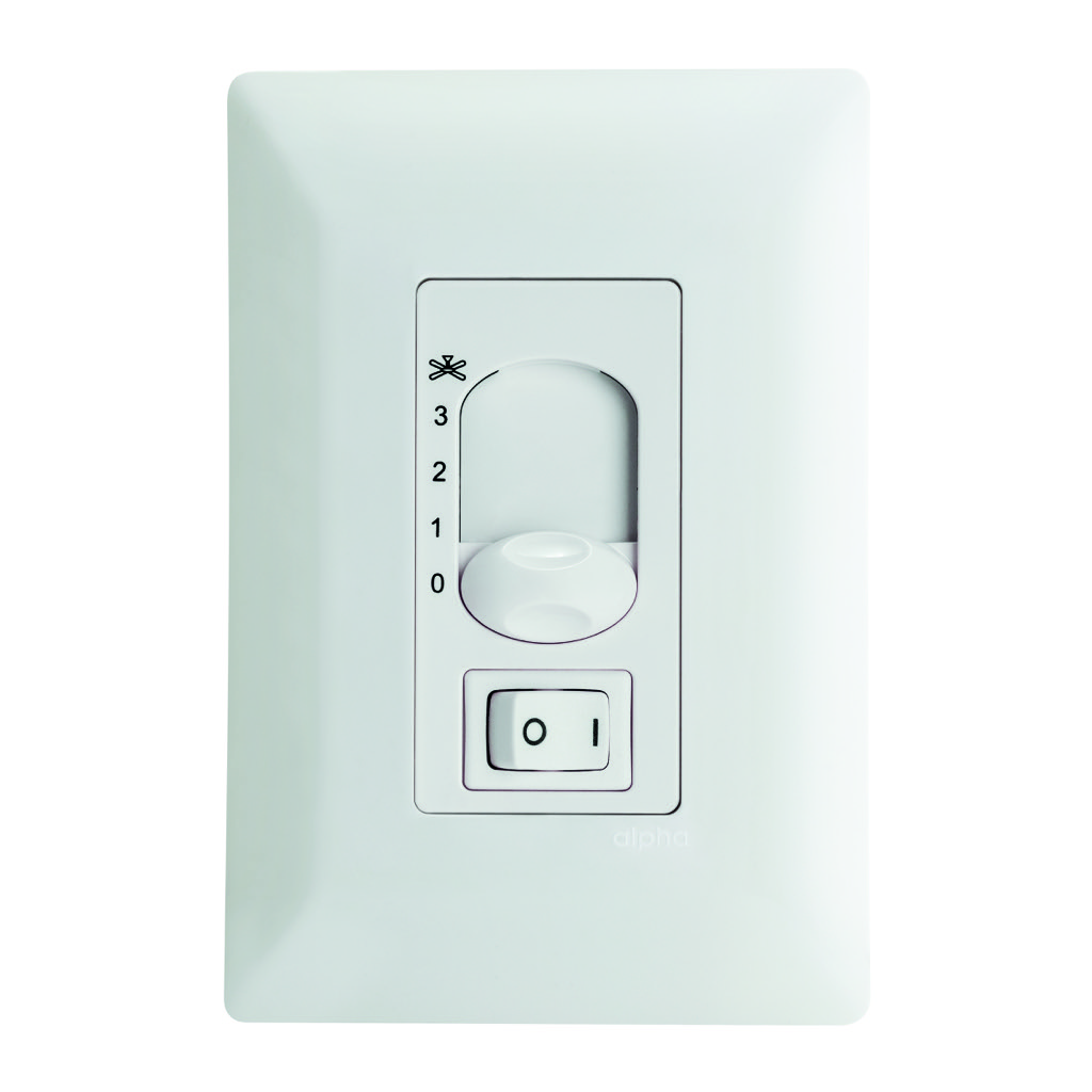 [E90333] CONTROL DE VENTILADOR / LUZ DESLIZABLE / NO DIMMER C/PLACA  BLANCA