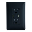 CONTACTO DUPLEX 2P+T C/ 2 CONECT USB 2.1 AMP C/ PLACA  BLACK