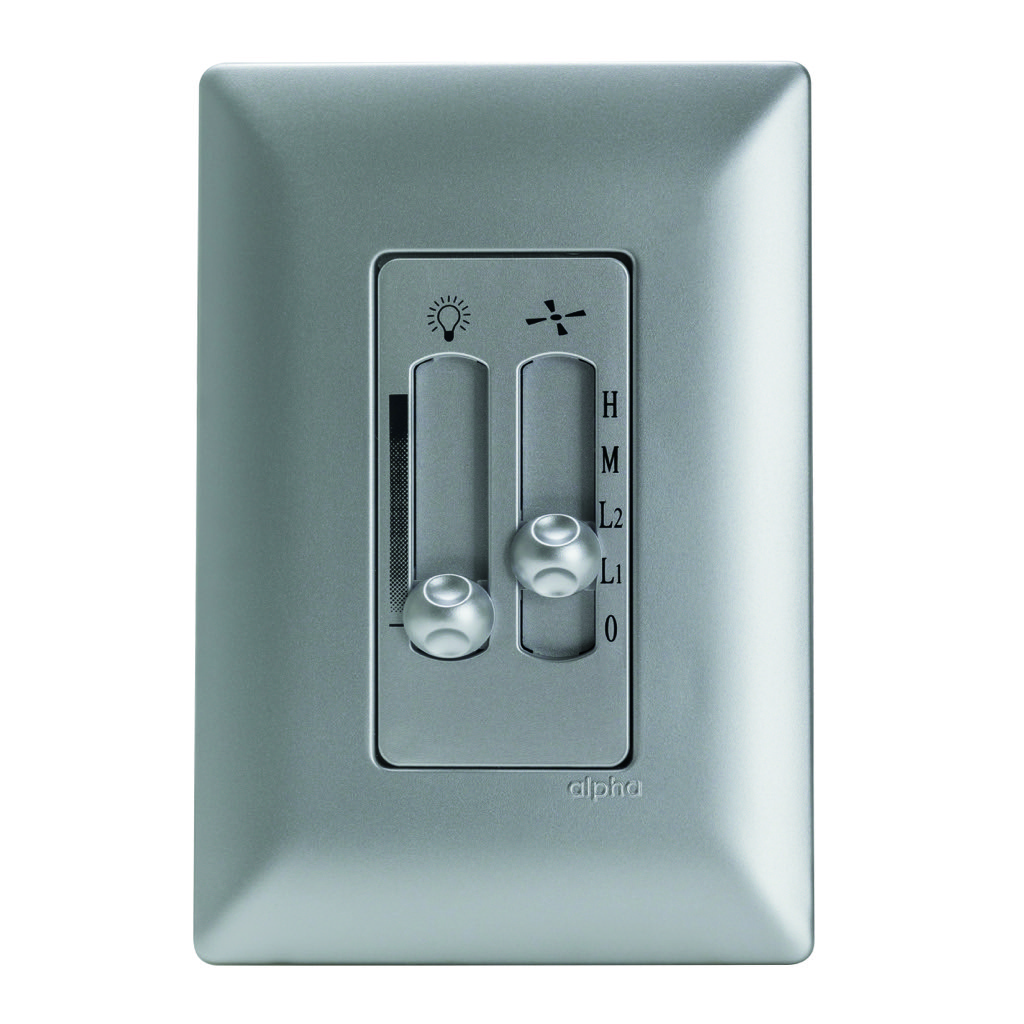 [E93332] CONTROL DE VENTILADOR / LUZ DESLIZABLE C/ PLACA  SILVER