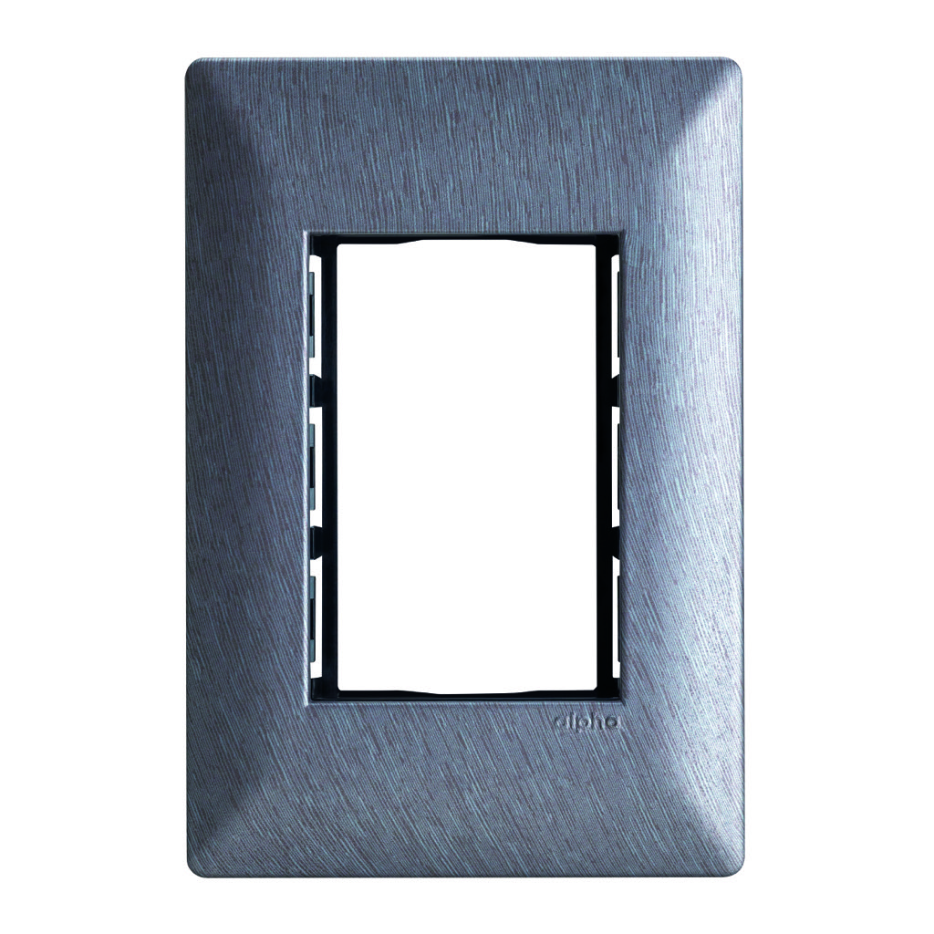 [E913ACE] PLACA  3 VENTANAS METALIZADO ACERO CLARO