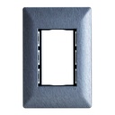 PLACA  3 VENTANAS METALIZADO ACERO CLARO