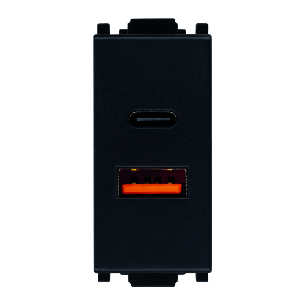 TOMA CARGADOR USB-A + USB-C BLACK