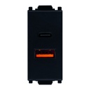 TOMA CARGADOR USB-A + USB-C BLACK