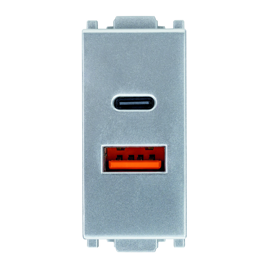 [E93120] TOMA CARGADOR USB-A + USB-C SILVER