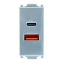TOMA CARGADOR USB-A + USB-C SILVER