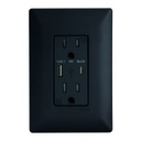 CONTACTO DUPLEX 2P+T +1xUSB-A + 1xUSB-C C/ PLACA BLACK