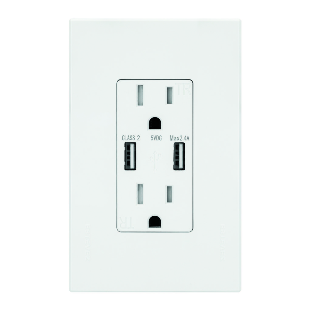 CONTACTO DUPLEX 2P+T + 2 x USB-A C/ PLACA BLANCA