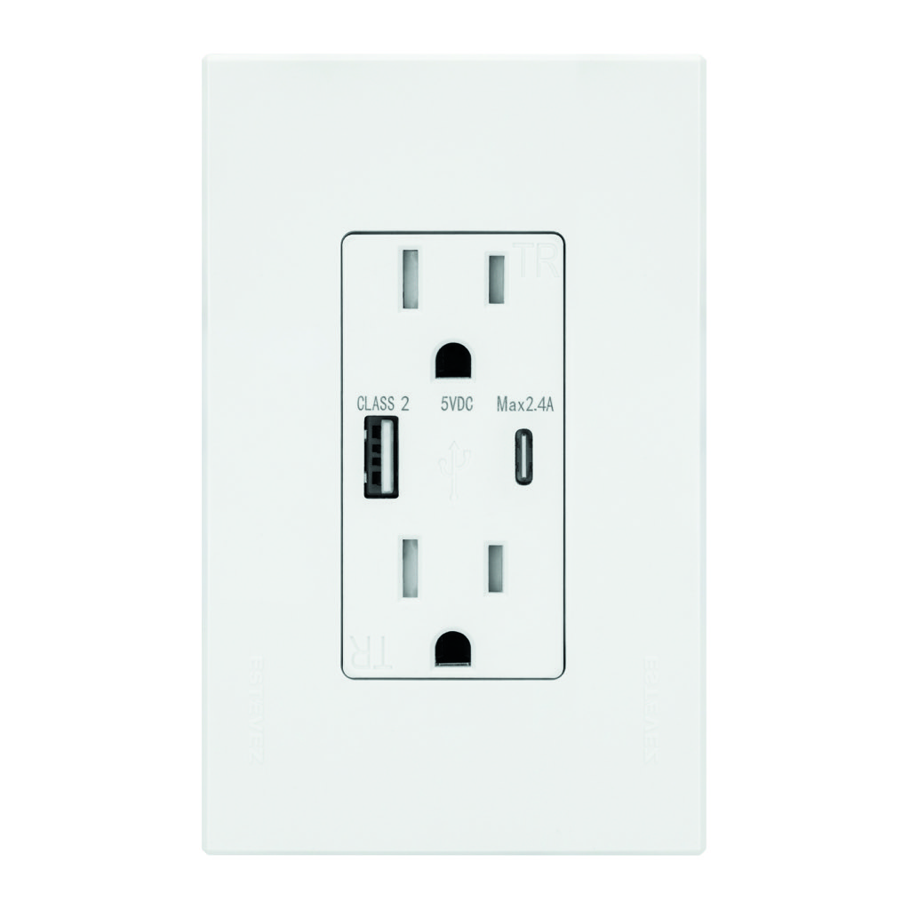 CONTACTO DUPLEX 2P+T + 1xUSB-A + 1xUSB-C C/ PLACA BLANCA