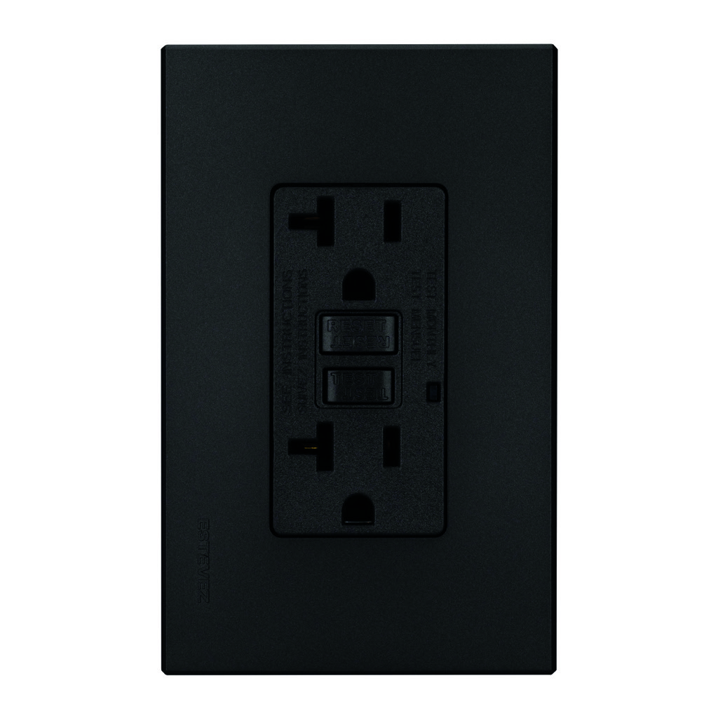 CONTACTO DUPLEX 2P+T FALLA TIERRA (GFCI) C/ PLACA GRAFITO