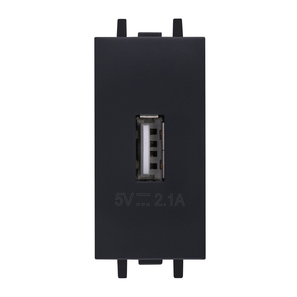 TOMA CARGADOR USB-A NEGRO CARBONCILLO