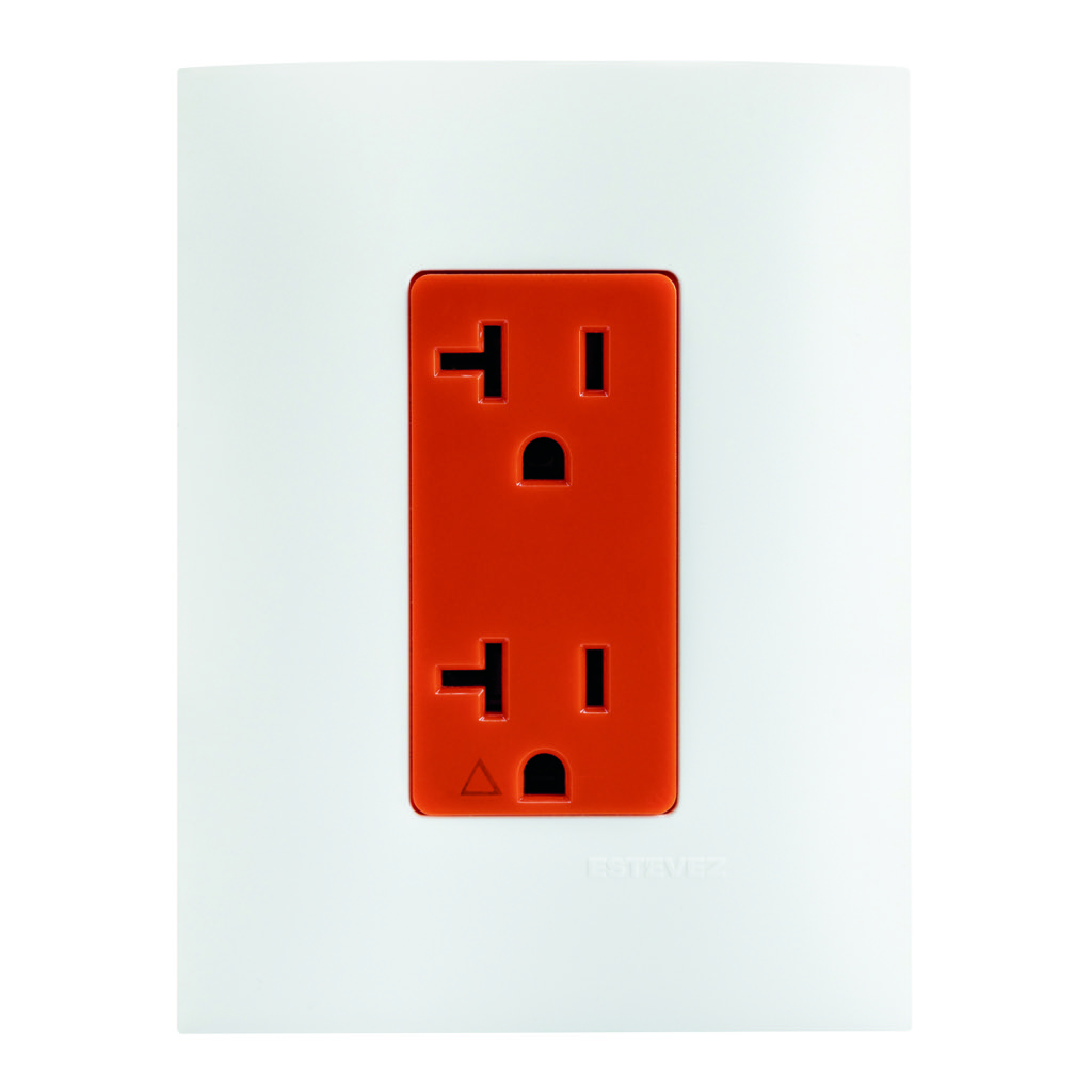 CONTACTO DUPLEX 2P+T TIERRA AISLADA (IG) C/PLACA BLANCO TIZA