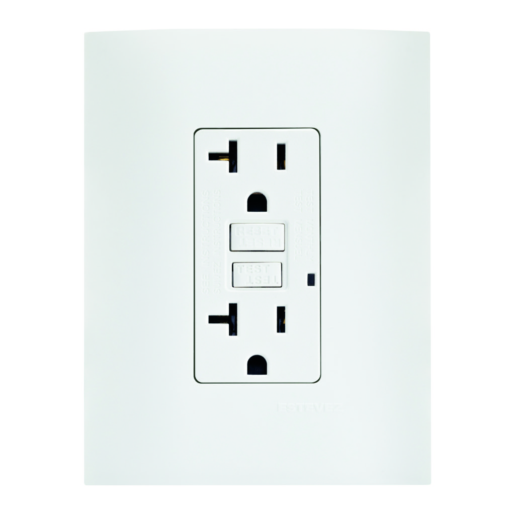 [HC-E60329] CONTACTO DUPLEX 2+T FALLA A TIERRA (GFCI) C/ PLACA BLANCO TIZA