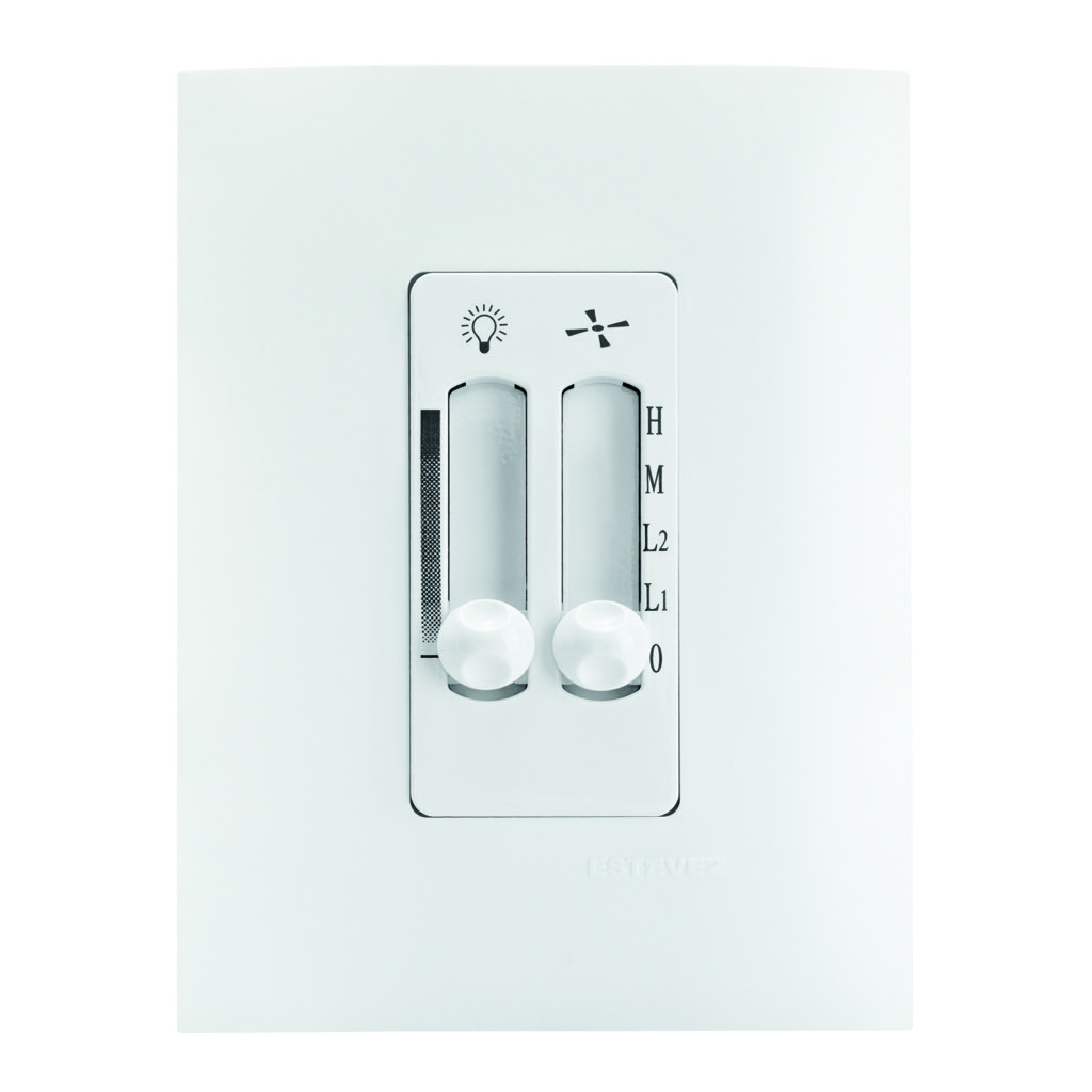 [HC-E60332] CONTROL DE VENTILADOR + LUZ DESLIZABLE C/ PLACA BLANCO TIZA