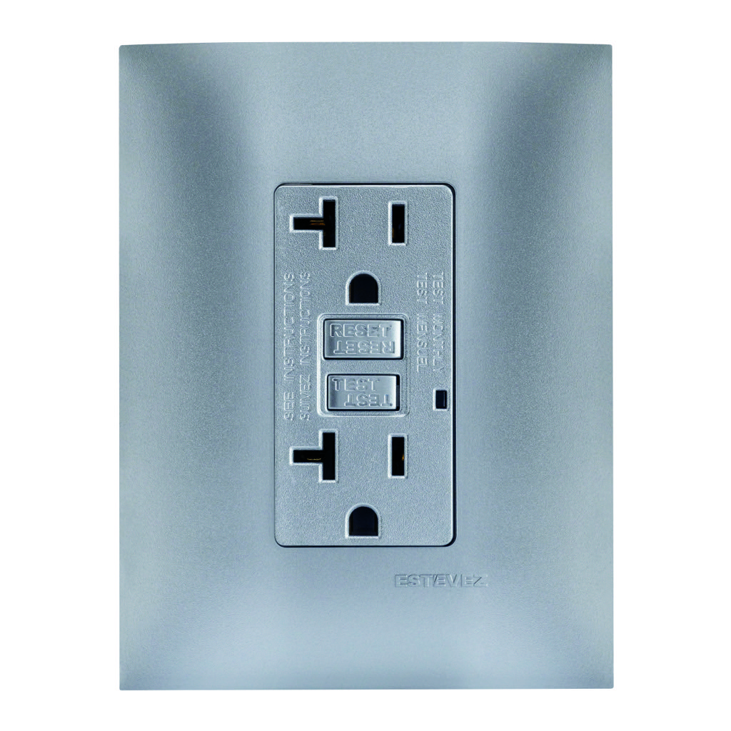 [HC-E63329] CONTACTO DUPLEX 2+T FALLA A TIERRA (GFCI) C/ PLACA TITANIO MATE