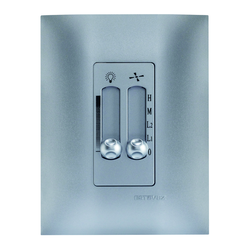 CONTROL DE VENTILADOR + LUZ DESLIZABLE C/ PLACA TITANIO MATE