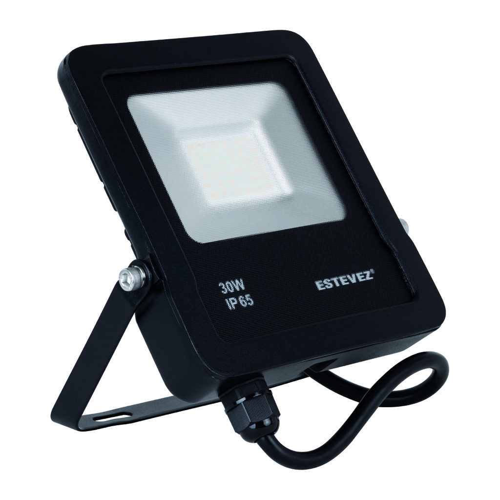 FLOOD NEO LED SMD 30W LUZ CALIDA 2700K COLOR NEGRO IP65 ESTEVEZ