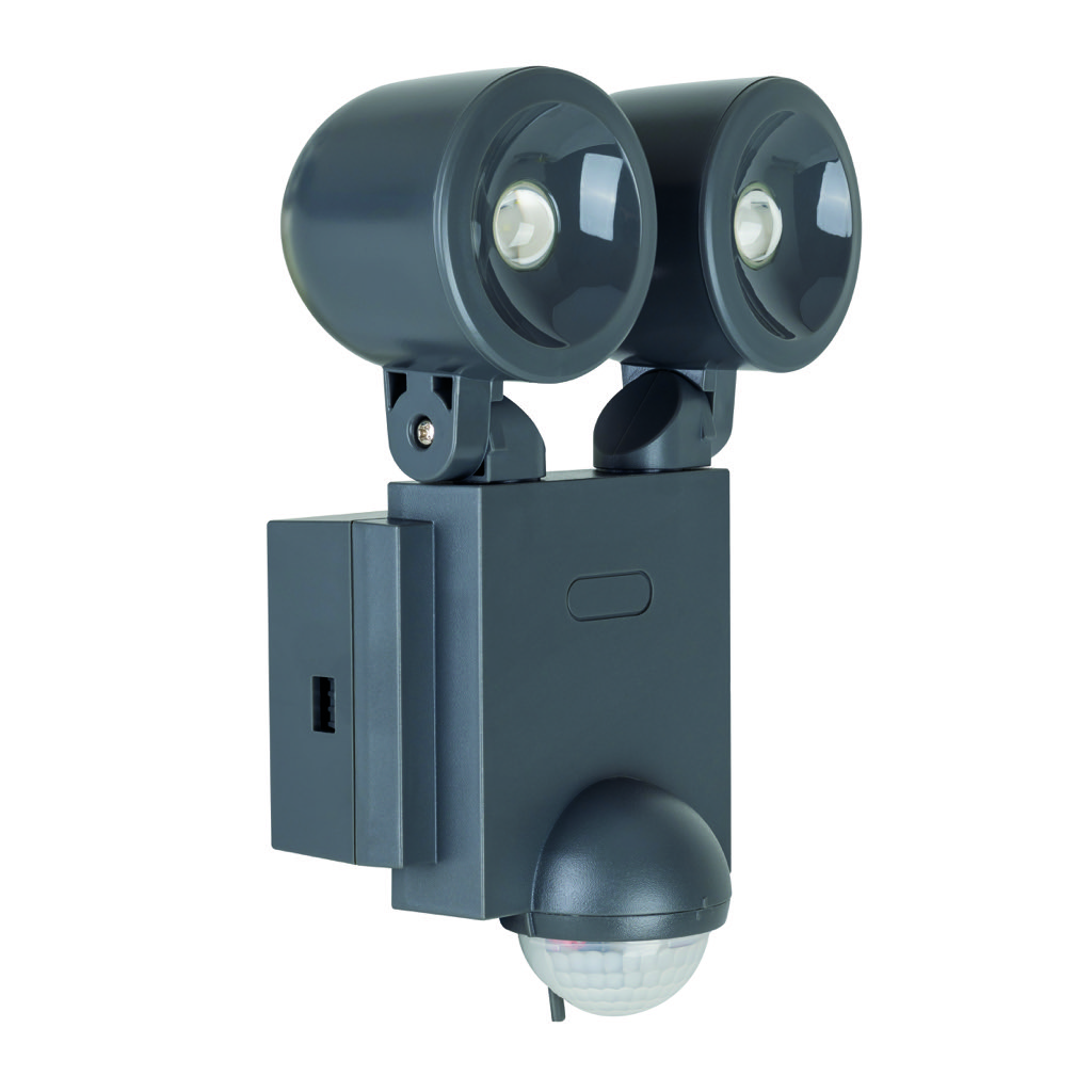 [A-322] BRIO PROYECTOR DOBLE 2 LED X 2W CON SENSOR PIR NEGRO ESTEVEZ