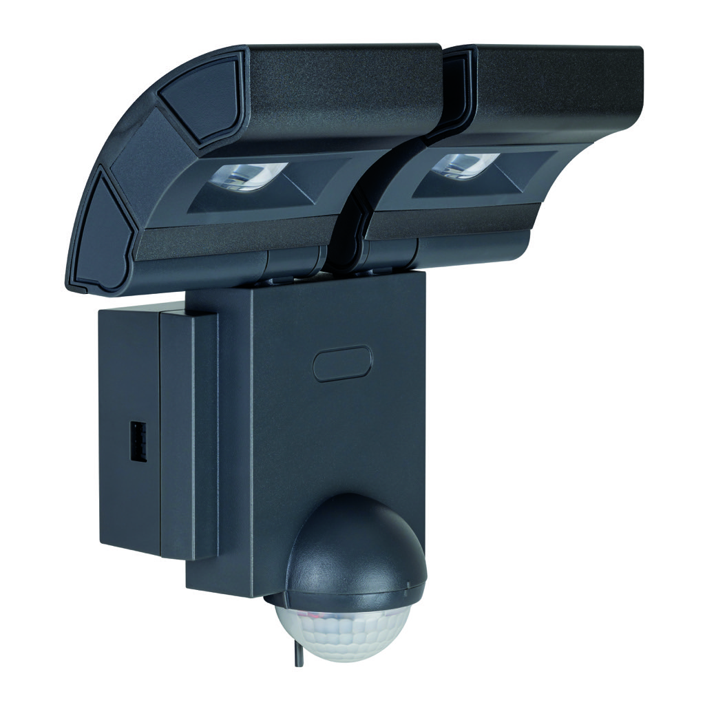 [A-326] BRIO PROYECTOR DOBLE 2 LED X 6W CON SENSOR PIR NEGRO ESTEVEZ