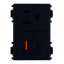 CONTACTO 2P+T + 1xUSB-A + 1xUSB-C BLACK