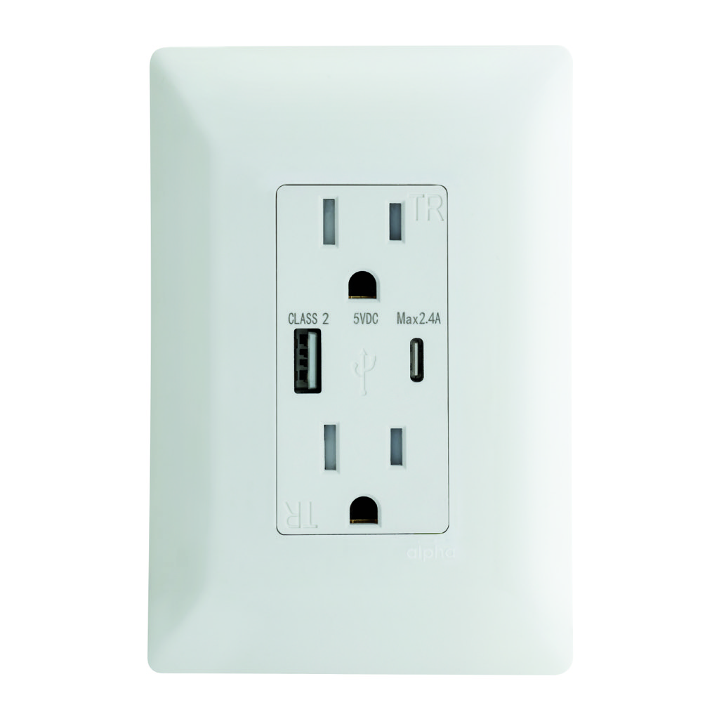 [E90336] CONTACTO DUPLEX 2P+T + 1xUSB-A + 1xUSB-C C/ PLACA BLANCA