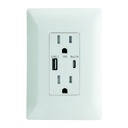 CONTACTO DUPLEX 2P+T + 1xUSB-A + 1xUSB-C C/ PLACA BLANCA