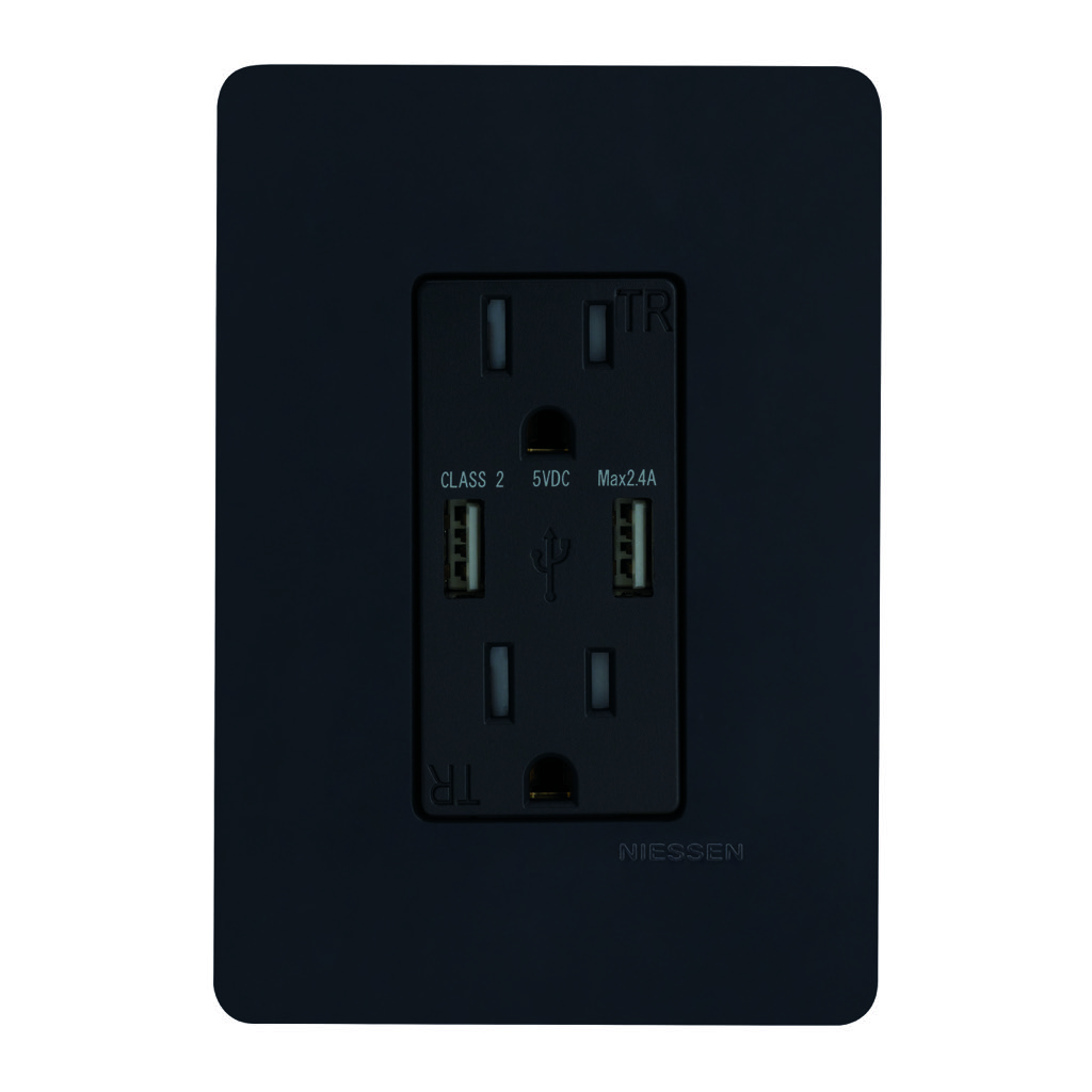 CONTACTO DUPLEX 2P+T CON 1xUSB-A 2.4A + 1xUSB-C 3.0A C/ PLACAÊUNNO BLANCO MEC BLANCO