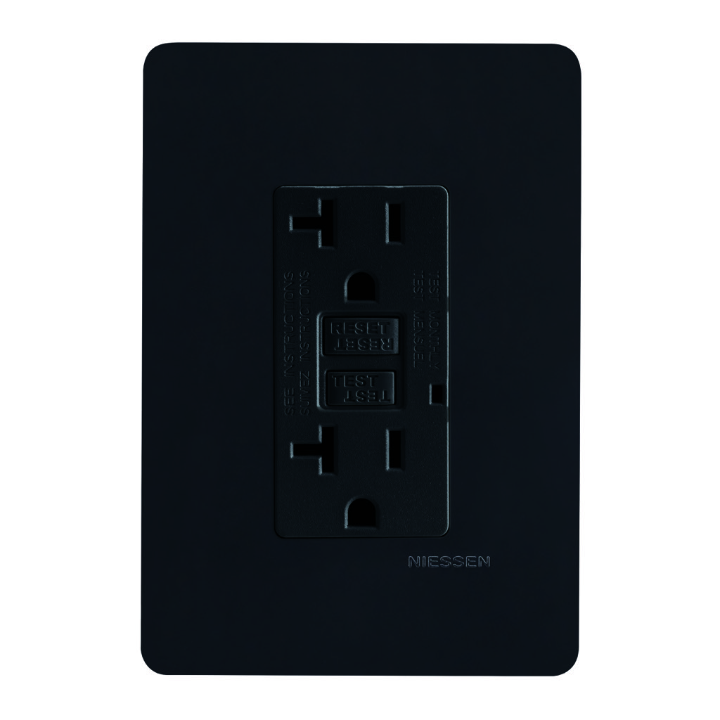 [N1329-NS] CONTACTO DUPLEX FALLA A TIERRA (GFCI) C/ PLACA UNNO NEGRO SOFT MEC NEGRO