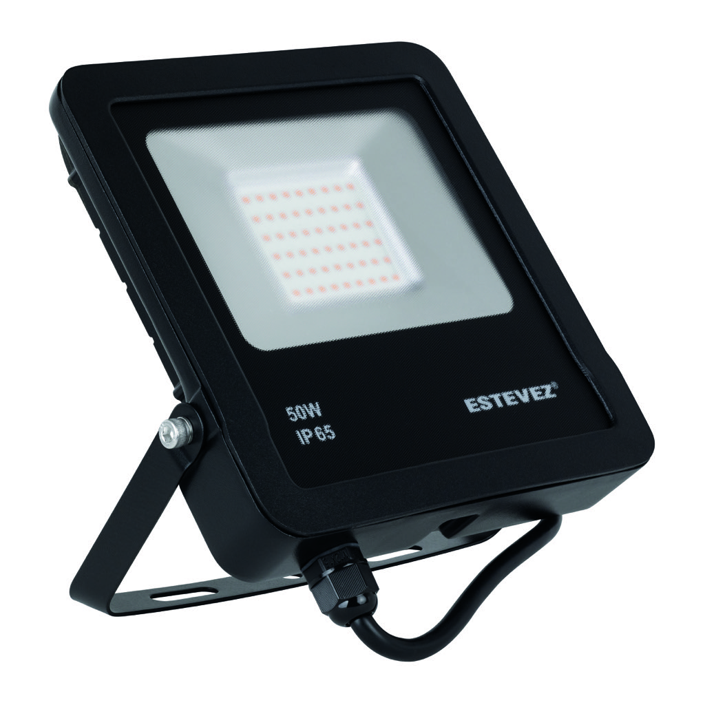 FLOOD NEO LED SMD 50W LUZ CALIDA 2700K COLOR NEGRO IP65 ESTEVEZ