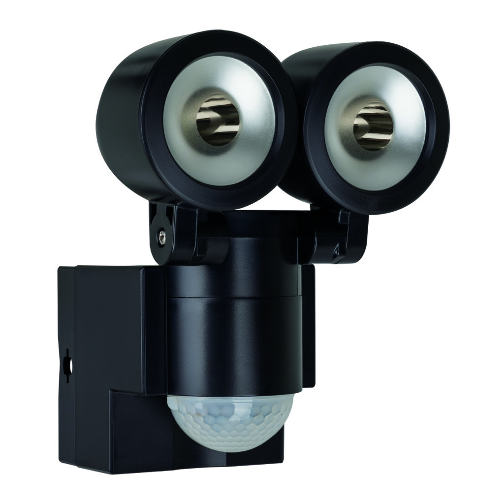 [A-212] OUTDOOR LITE PLUS REFLECTOR DOBLE LED C/SENSOR PIR NEGRO ESTEVEZ