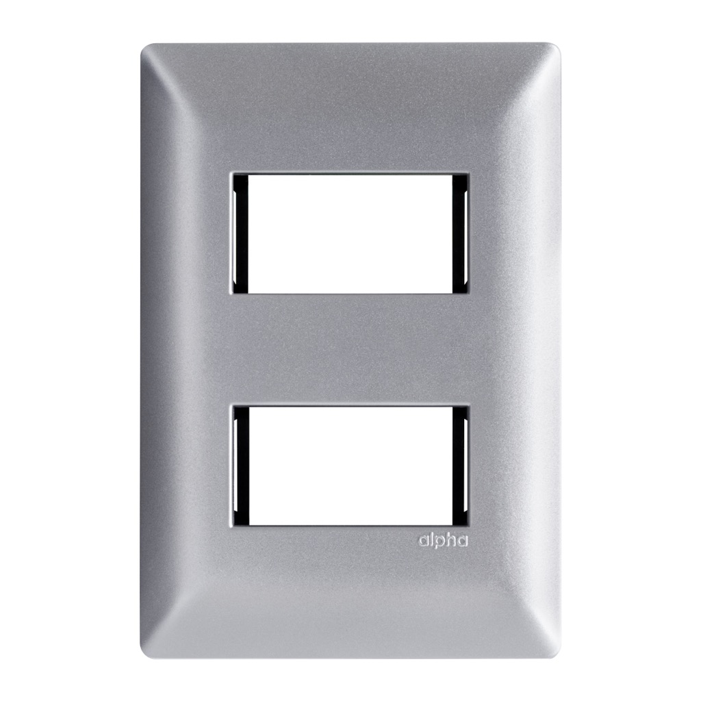 [E913SL2] PLACA 2 VENTANAS SILVER
