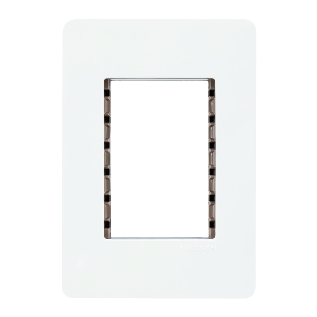 [N1373-BL-CT] PLACA BLANCA DE 2 MODULOS CHASIS CHOCOLATE NIESSEN SERIE U