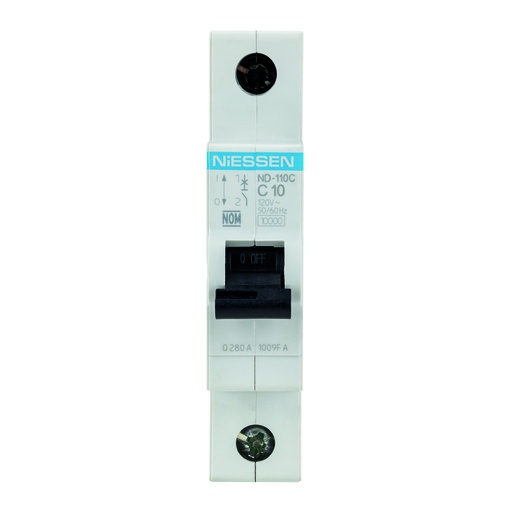 [ND-110C] INTERRUPTOR TERMOMAGNETICO DIN 1X10A CURVA C (10KA)