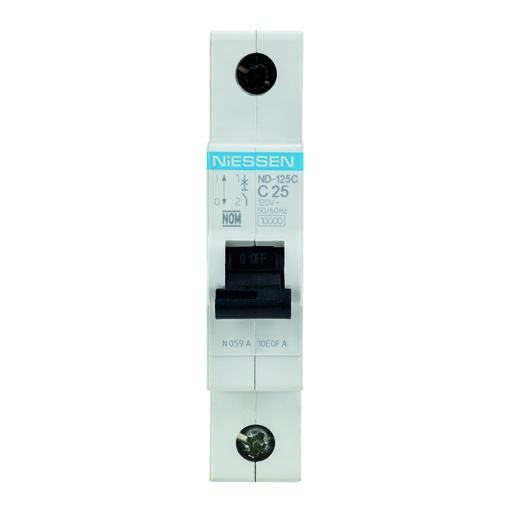 [ND-125C] INTERRUPTOR TERMOMAGNETICO DIN 1X25A CURVA C (10KA)