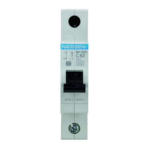 [ND-163C] INTERRUPTOR TERMOMAGNETICO DIN 1X63A CURVA C (10KA)