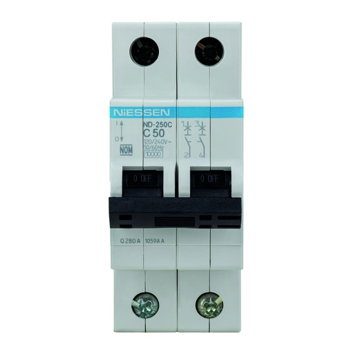 [ND-250C] INTERRUPTOR TERMOMAGNETICO DIN 2X50A CURVA C (10KA)