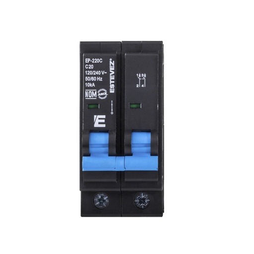 [EP-220C] INTERRUPTOR TERMOMAGNETICO PLUG 2X20A CURVA C
