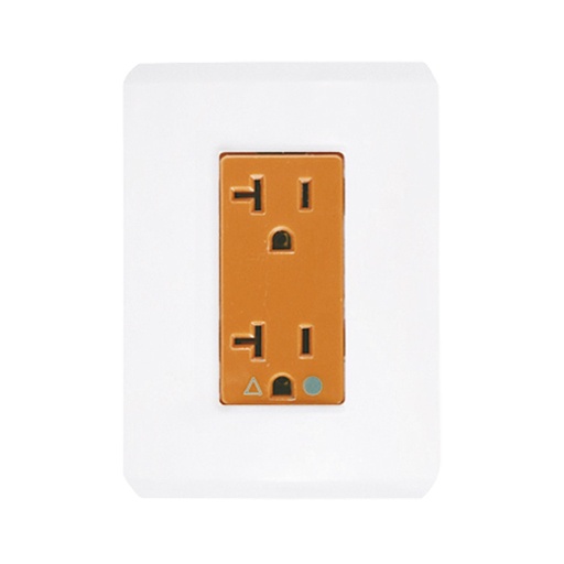 [N4327-BP] CONTACTO DUPLEX TIERRA AISLADA (IG) C/ PLACA STEP BCO POLAR MEC NARANJA