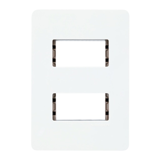 [N1372-BL-CT] PLACA BLANCA DE 2 MODULOS CHASIS CHOCOLATE NIESSEN SERIE U